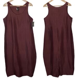 Mike & Tod Vintage Silk Midi Maxi Dress Maroon Sleeveless, size Small